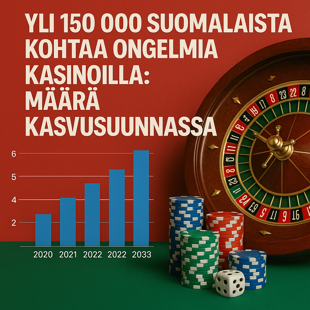 Yli 150 000 suomalaista kohtaa ongelmia kasinoilla Määrä kasvusuunnassa