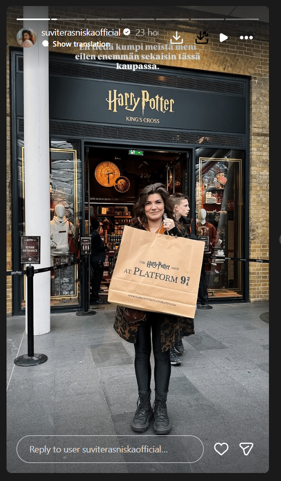 Suvi Teräsniska Instagram-tarinoita