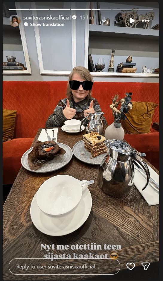 Suvi Teräsniska Instagram-tarinoita